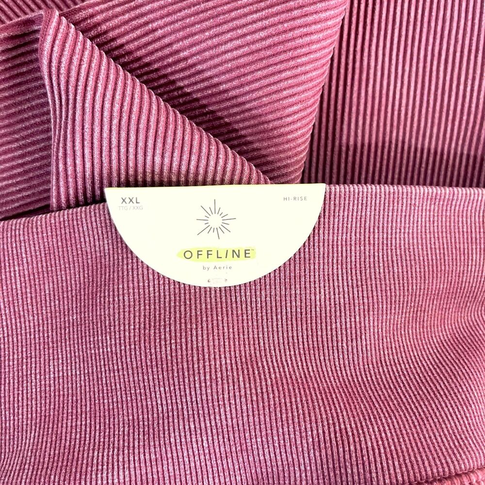 NWT Offline by aerie Ribbed Offline 7/8 Hi-Rise Leggings Dark Red Size XXL - Picture 4 of 13